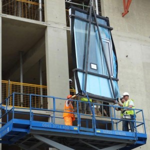 Senior Architectural Systems’ SF52 curtain wall being installed by Glass and General at Cambridge University’s James Dyson Building